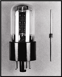 old fashioned vacuum tube transister next to a