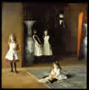 image of a painting by John Singer Sargent with three young girls in an interior