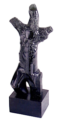 moses: black clay sculpture