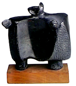 politician: black clay sculpture