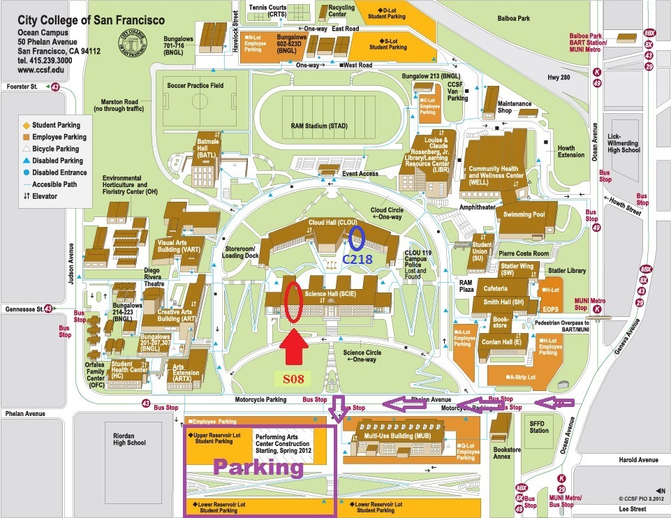 Ocean campus map pointing to S8